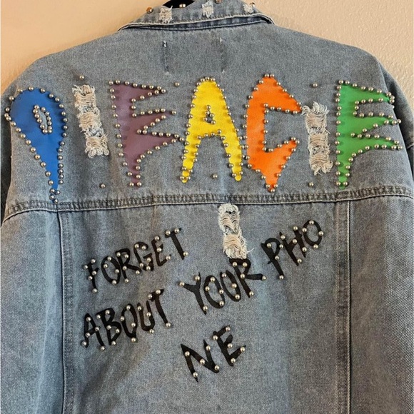 one of a kind embellished jean jacket. Brand new with tags. - Picture 4 of 7